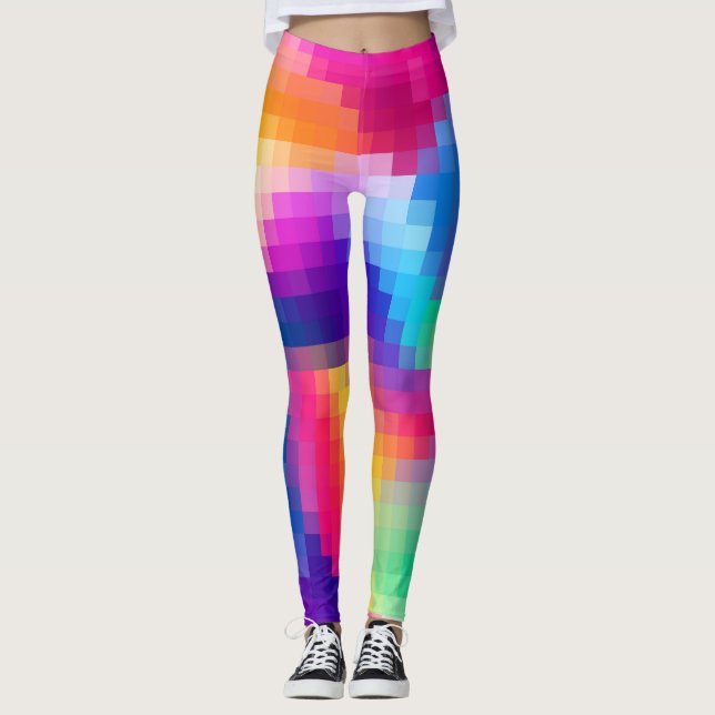 Legging Arco-íris de Pixel Vibrante (Frente)