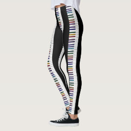 Legging Arco-íris e caneleiras pretas da música das chaves