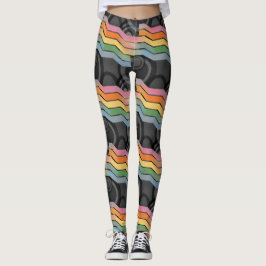 Legging Arco-íris em Listras Disco Futuro Retro