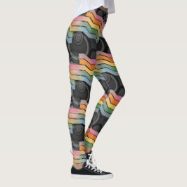 Legging Arco-íris em Listras Disco Futuro Retro