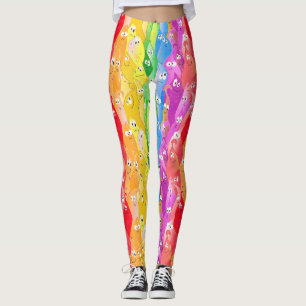 Legging Arco-Íris Emotando Monstros Cutes de Blob em Cores
