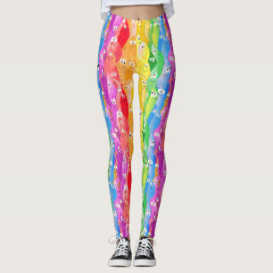 Legging Arco-Íris Emotando Monstros Cutes de Blob em Cores
