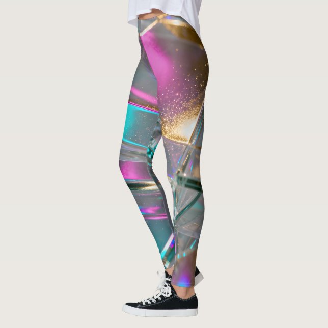Legging Arco-íris Iridescente - Brilho Holográfico (Esquerda)