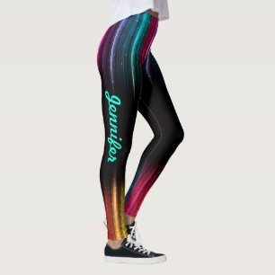 Legging Arco-Íris Legga seu nome Calças de Exercício Mulhe