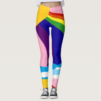 Legging Arco-íris nas caneleiras das nuvens