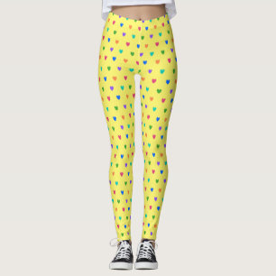 Legging Arco-íris polca corações em amarelo