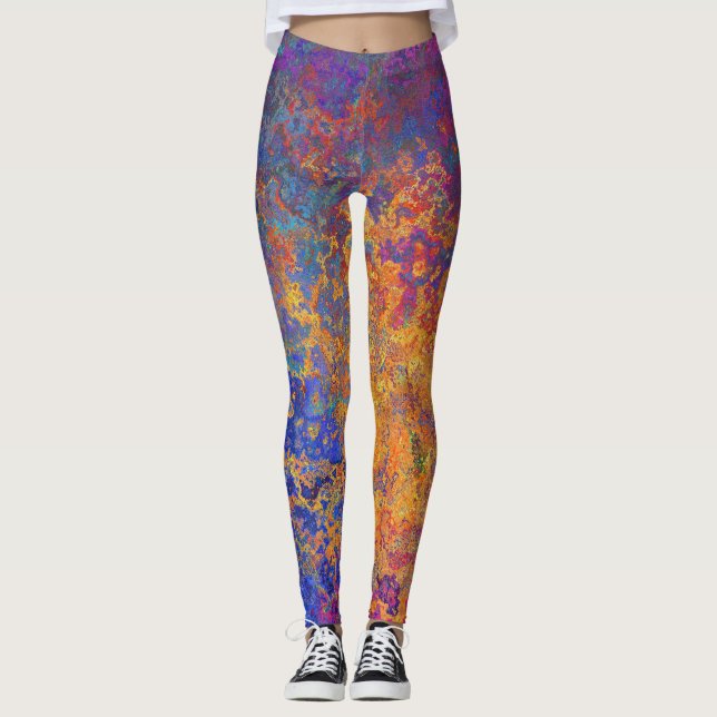 Legging Arco-Íris Tie-Dye Tonelado De Joias Escuras (Frente)