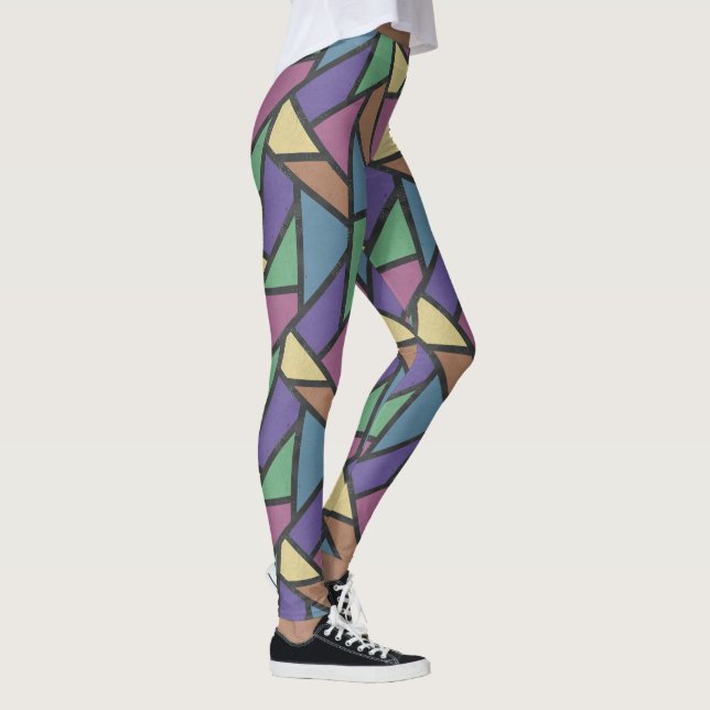Legging Arco-íris torto cores padrão do mosaico (Direita)