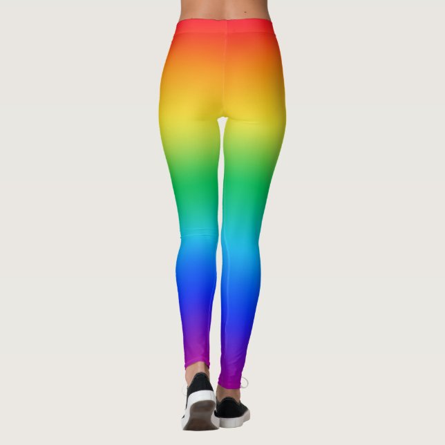 Legging Arco-íris vermelho superior, fundo roxo (Verso)