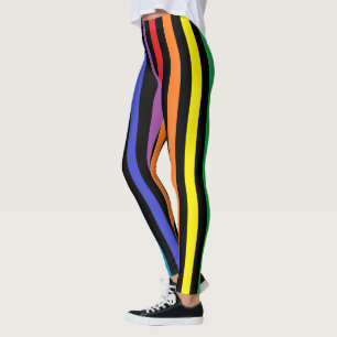 Legging Arco-íris vertical e listras pretas