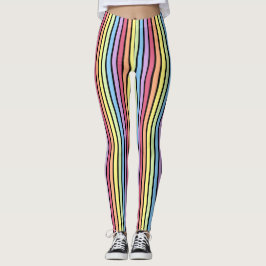 Legging Arco-íris Vertical Stripes Pastel Preto