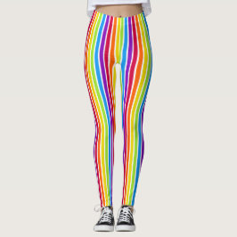 Legging Arco-Íris Vertical Strips Brilhante Colorido