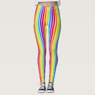 Legging Arco-Íris Vertical Strips Brilhante Colorido