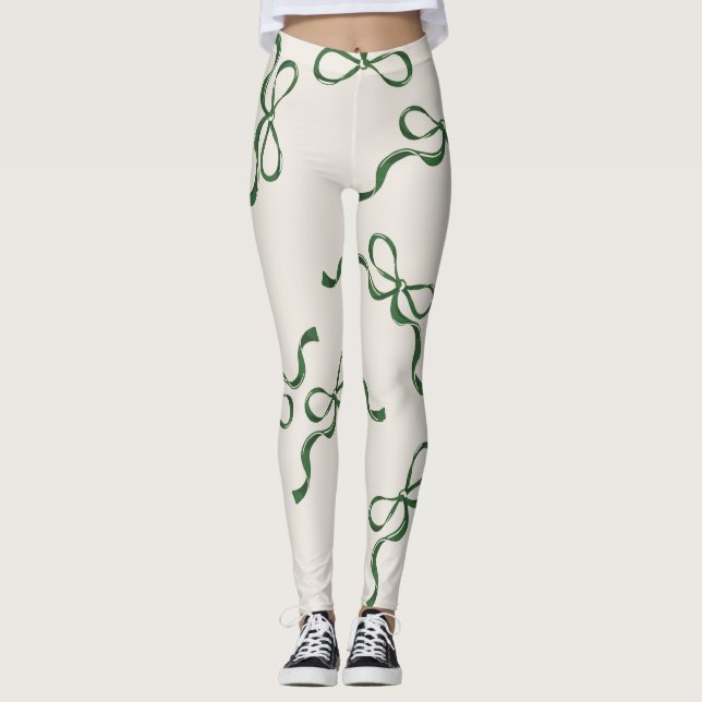 Legging Arcos de Natal Retroativos Clássicos de Feriado Ve (Frente)