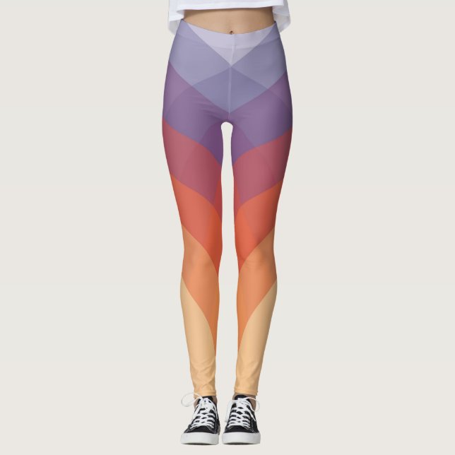 Legging Arcos pastéis de cor púrpura, laranja e azul (Frente)