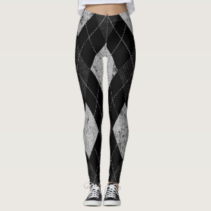 Legging Argyle afligiu o teste padrão formal monocromático