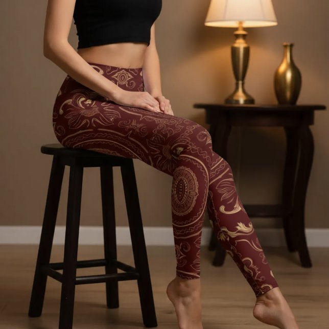 Legging Aria Grace Crimson Lotus Mandala Patrimônio Latino (Criador carregado)