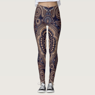 Legging Aria Grace Índigo Marigold Paisley Tapeçaria