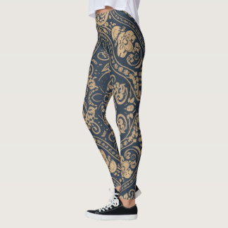 Legging Aria Grace Índigo Tulipa Paisley Folk Patrimônio