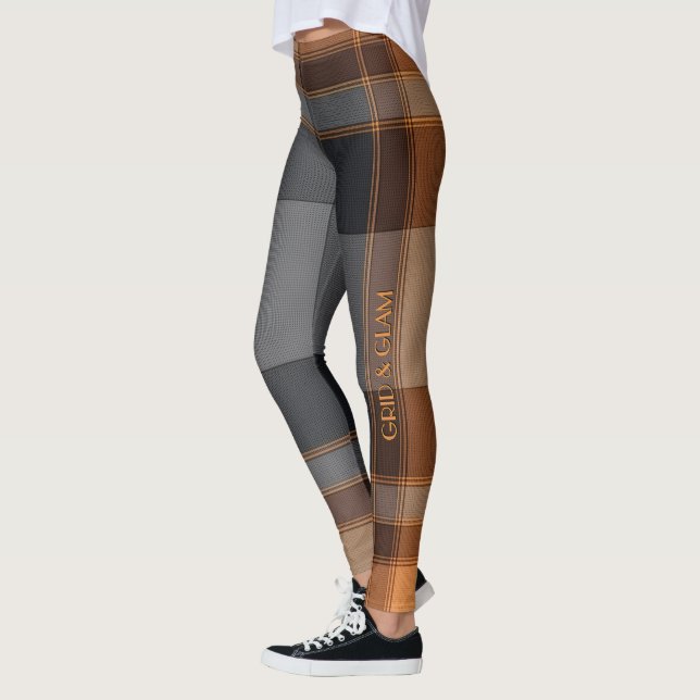 Legging Aria Grace Urban Copper Grid Xadrez Padrão Vol 29 (Esquerda)