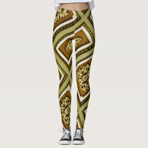 Legging Arquitetura marrom e verde