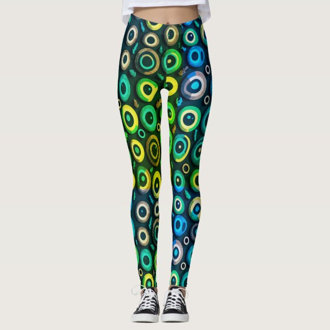 Legging Arrepiante Terror Azul Verde Monstro Olho de Hallo (Frente)