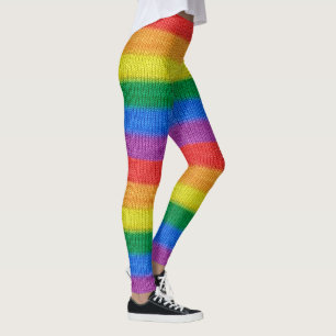 Legging Arrumação do Arco-íris com Sinalizador Stripes sem