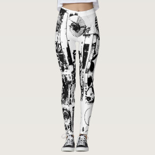 Legging ART COLAGE preto e branco + suas ideias