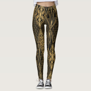 Legging Art Deco Black Dourado Elegance