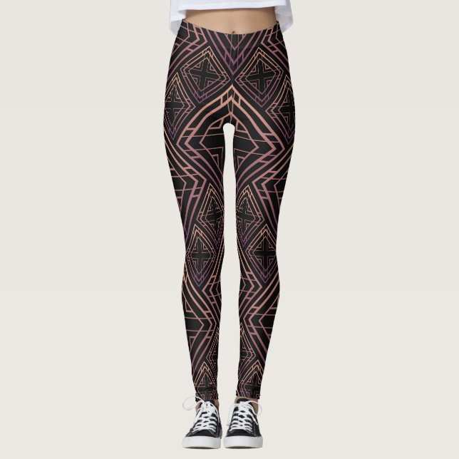 Legging Art Deco Black-Dourado Elegance (Frente)