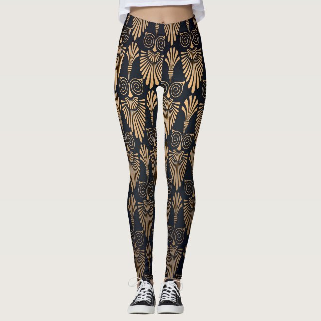 Legging Art Deco Black Dourado: Retro. (Frente)