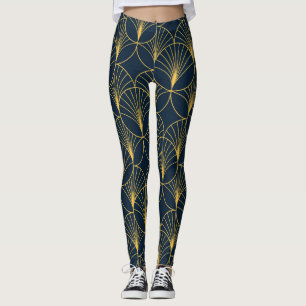 Legging Art Deco Elegance: Fan Motifs