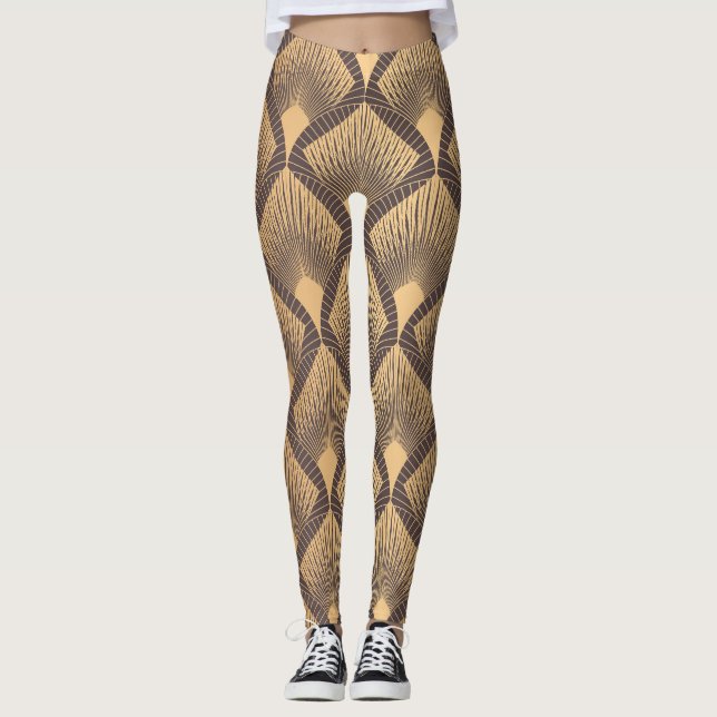 Legging Art Deco Glamor: Escalas de Ouros. (Frente)