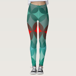 Legging art deco inspirou o teal e o abstrato vermelho