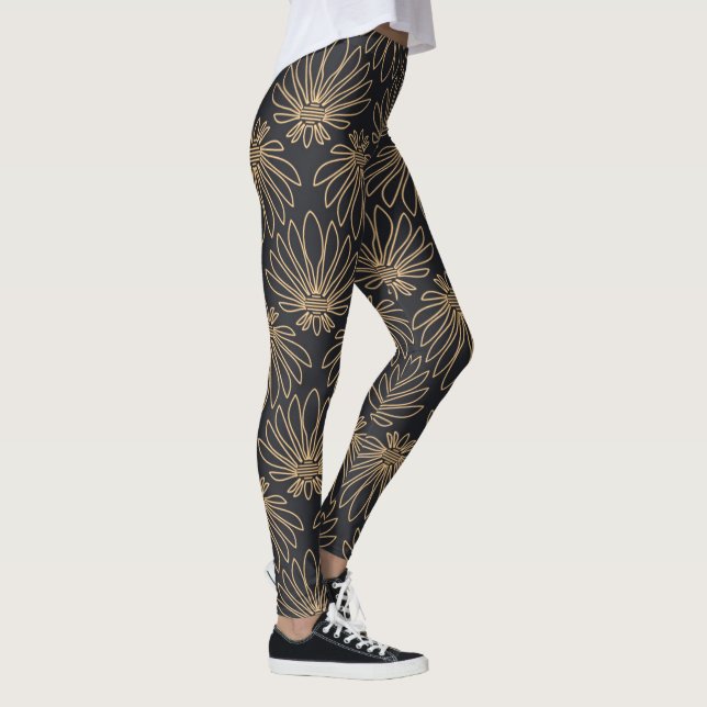Legging Art Deco pattern with gold floral motifs  (Direita)