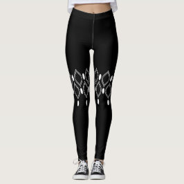 Legging Art Deco Pearls Padrão Preto E Branco
