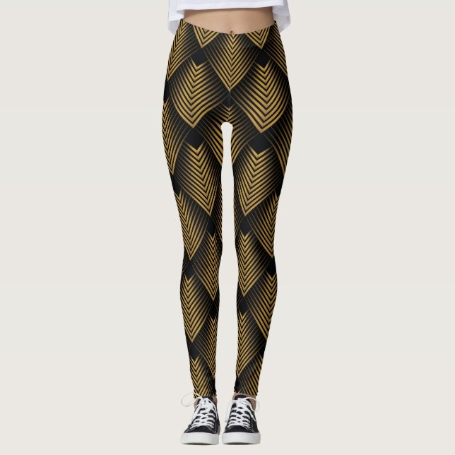 Legging Art Deco: Praças Ouros, Papel de parede do canto. (Frente)