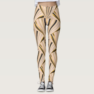 Legging Art Deco Scales: Glamor geométrico do Ouro