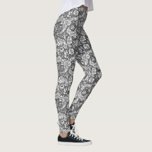 Legging Art Nouveau Acanthus Folhas e Flores, Cinzas