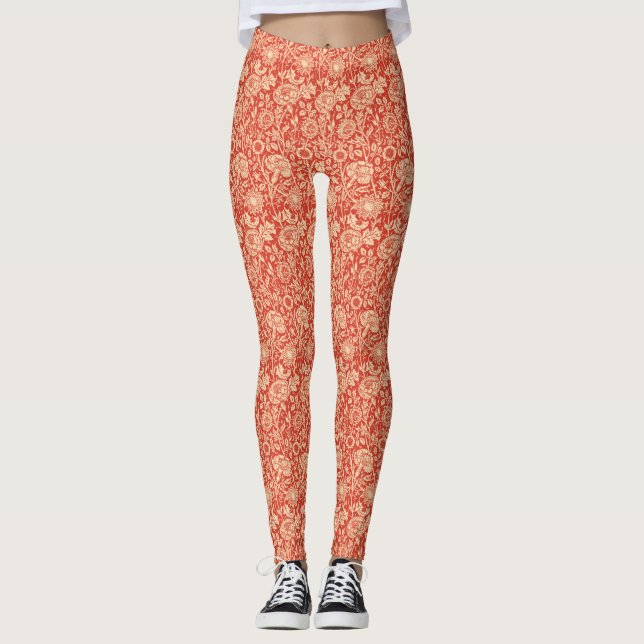 Legging Art Nouveau Carnação Damask, Mandarin Orange (Frente)