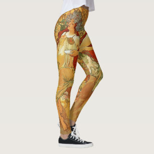 Legging Art Nouveau Outono Mulher Dourada Brown Alphonse M