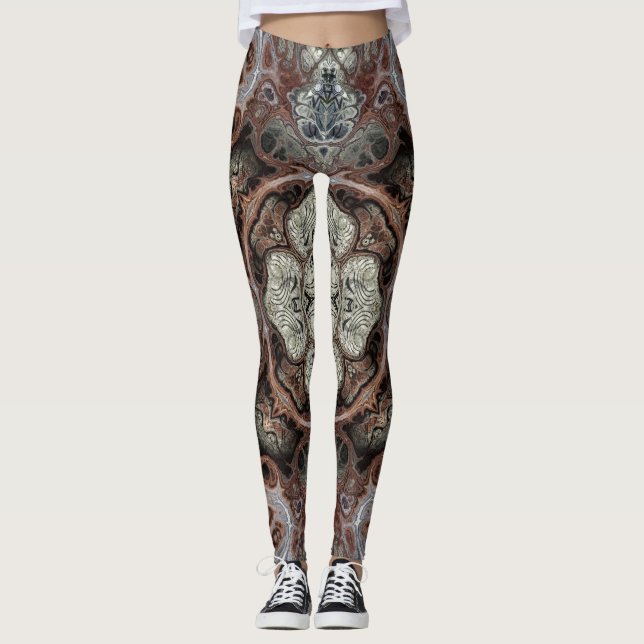 Legging Art nouveau - padrão geométrico de vinheta (Frente)