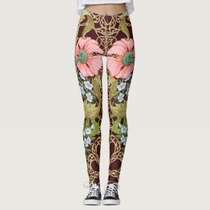 Legging Art Nouveau Style Floral: Padrão Vintage Colorido