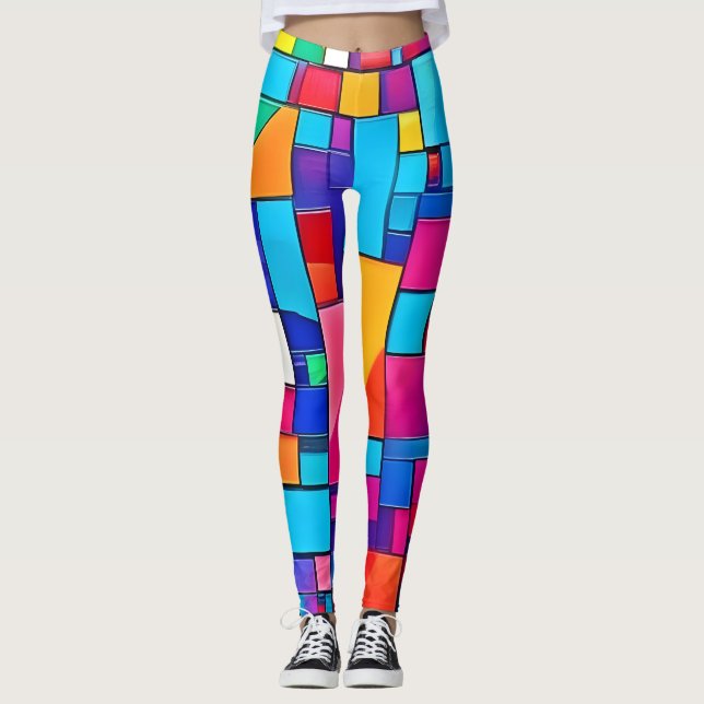 Legging Arte a cores geométrica (Frente)