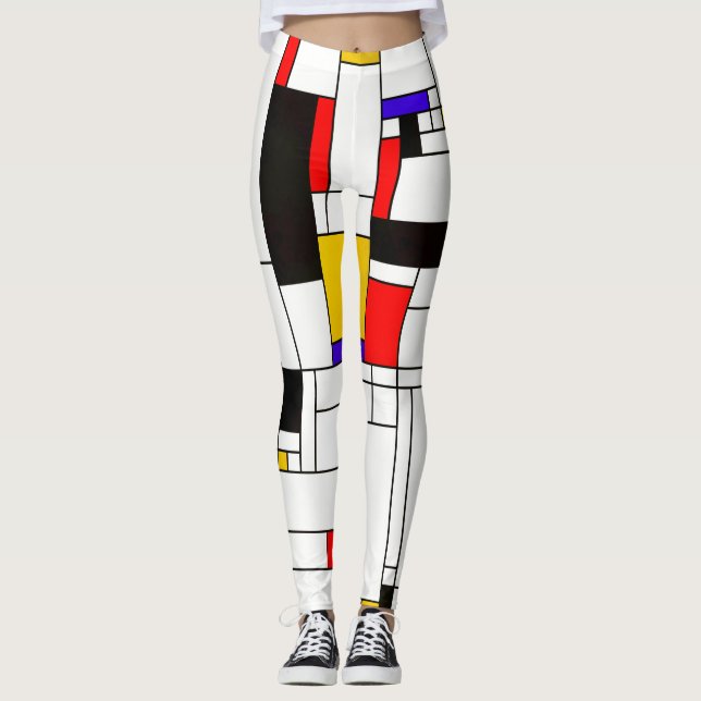 Legging Arte abstracta do estilo de Mondrian (Frente)