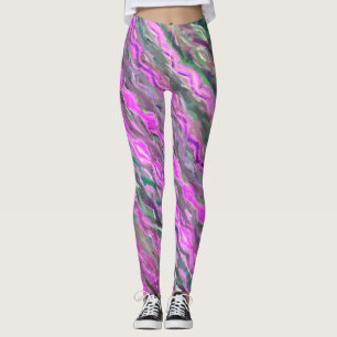 Legging Arte abstracta Pastel cor-de-rosa, roxa e verde do