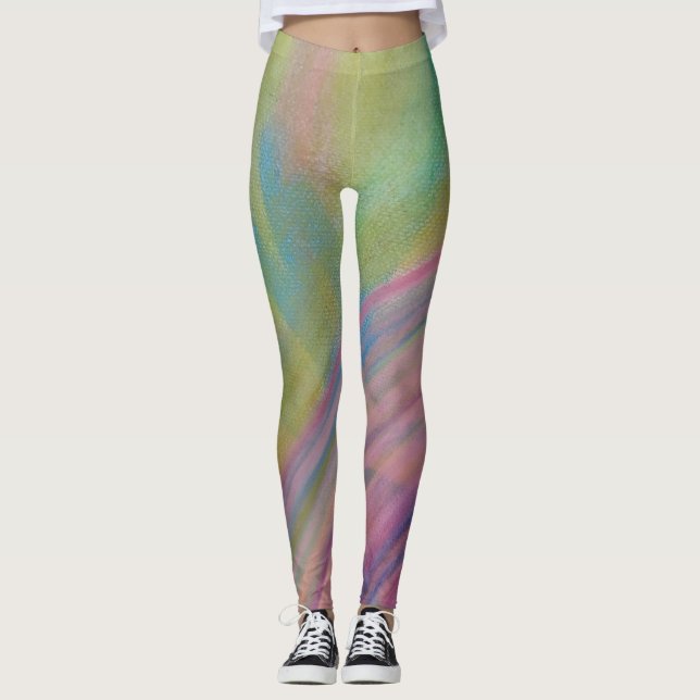 Legging Arte abstrata colorida única P9 (Frente)