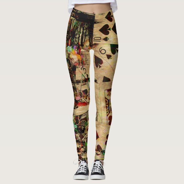 Legging Arte abstrata de Digitas dos cartões de jogo do (Frente)
