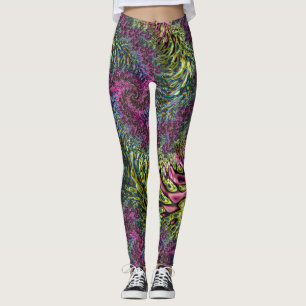 Legging Arte abstrata digital fractal funky groovy psicodé