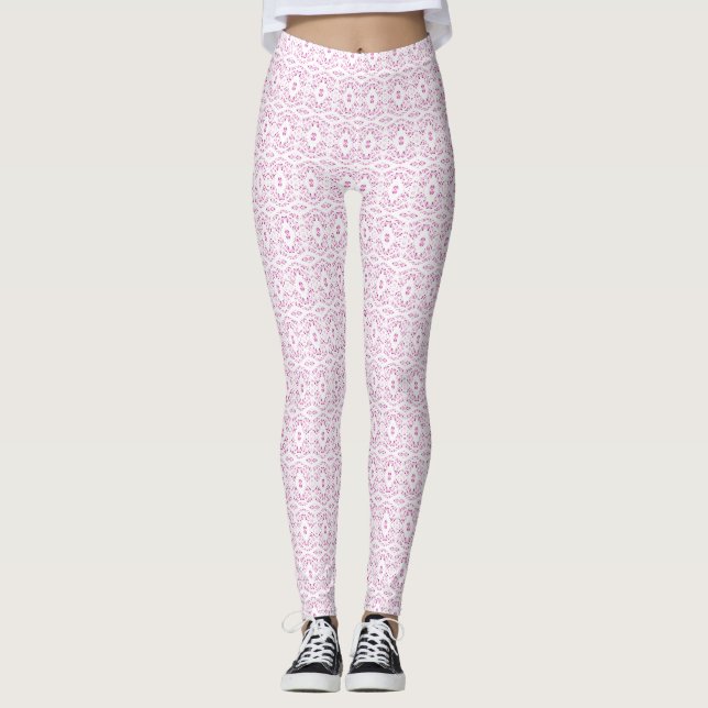 Legging Arte Abstrata em Gouache Rosa Branco Espectroscópi (Frente)